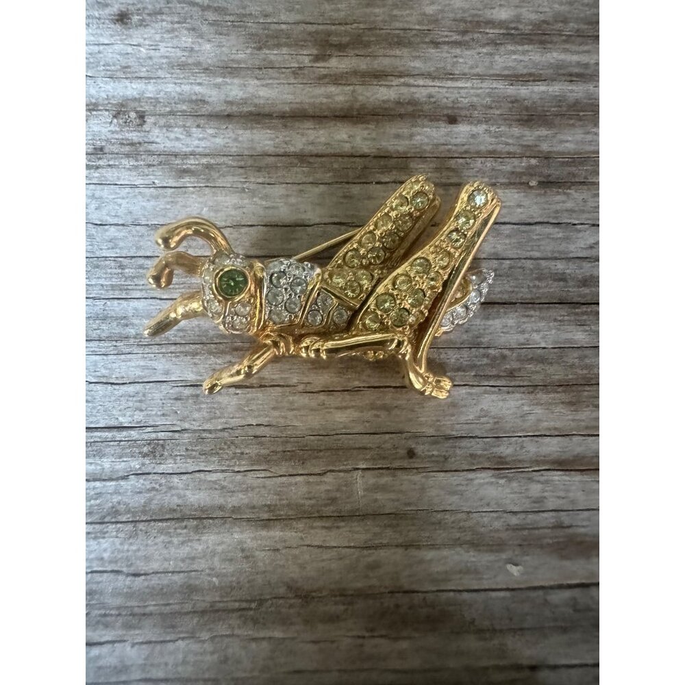 Swarovski Grasshopper Brooch Pin With Pave Crystals Retired